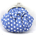 Cotton fabric with polka dot print metal clip coin purse